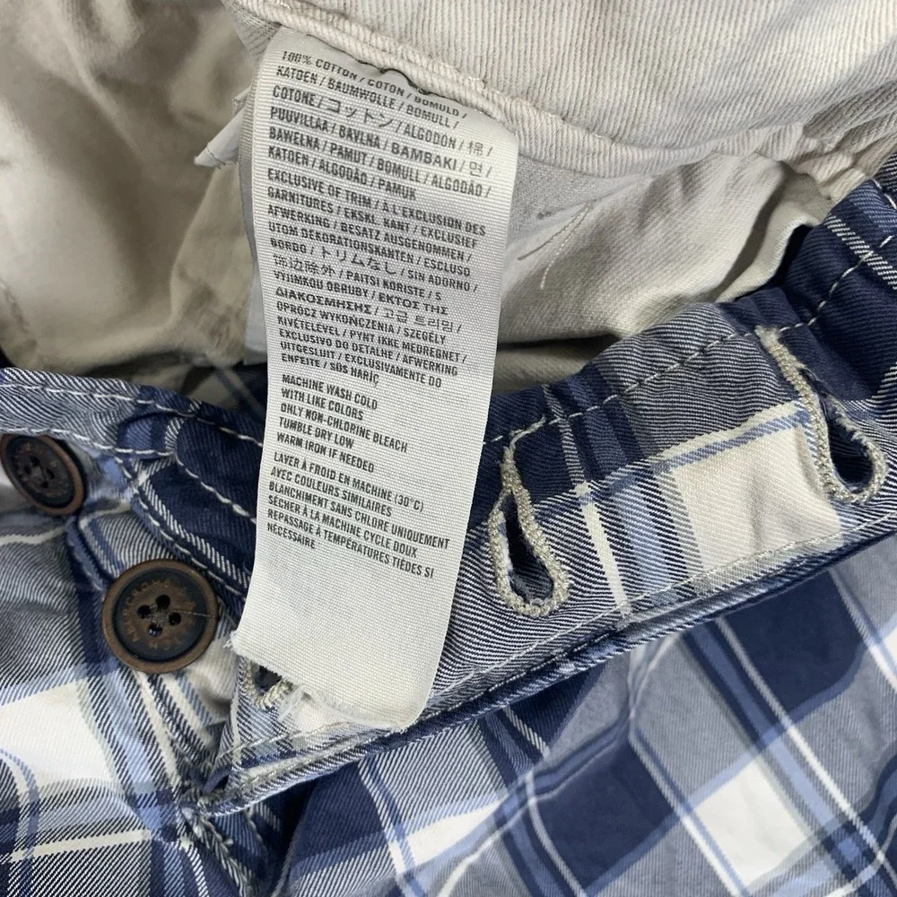 Abercrombie & Fitch Shorts Men's 33 Blue Plaid Checkered Cotton Preppy